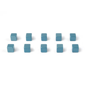 Magnet Würfel blau 
10er Set, 0.5 cm 