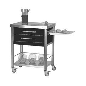 Küchenwagen Corian schwarz 
2 Schubladen 
50 x 70 
