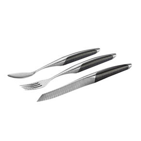 Steakbesteck Damast Esche schwarz 
3er Set 