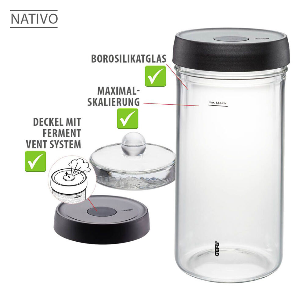 Bocal de fermentation avec poids 1.5lt 