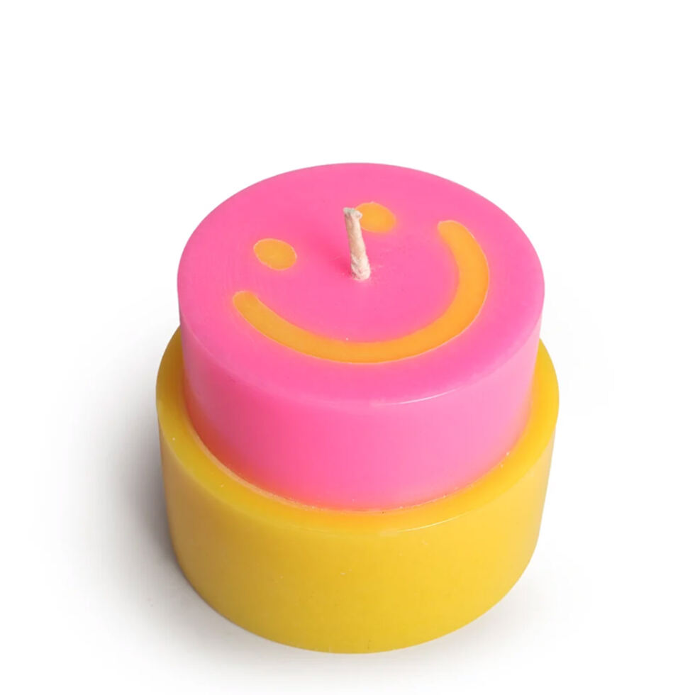 Smiley Kerze pink, gross 