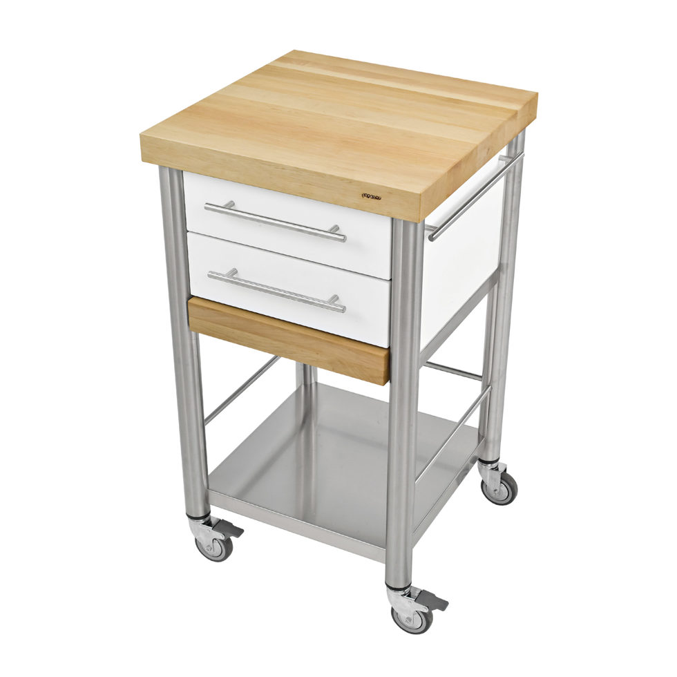Kitchen trolley Corian white / white beech2 drawers50 x 50 Kitchen trolley Corian white / white beech2 drawers50 x 50