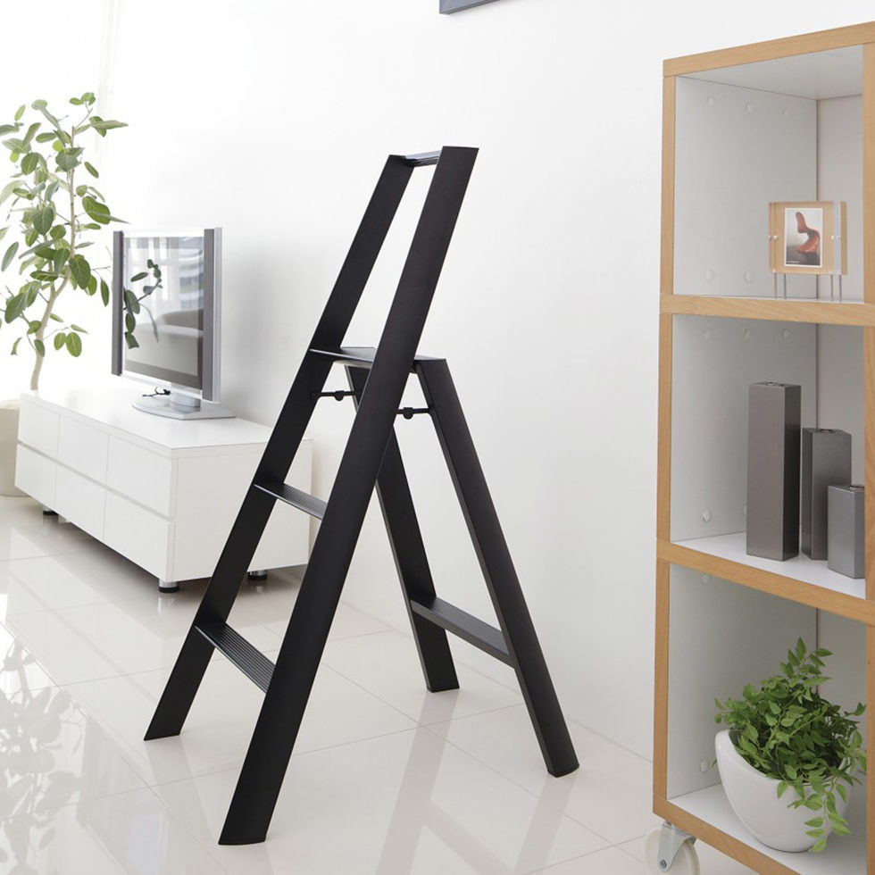Folding ladder 3 steps black 
