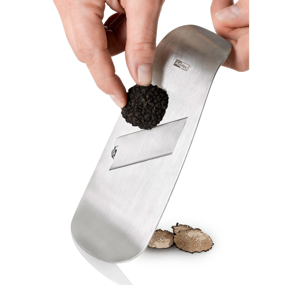 Trancheuse truffe / fromage avec support en bois 
