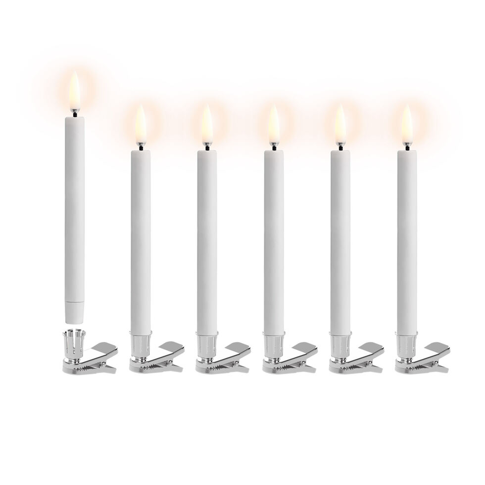 LED Baumkerzen mit Halter 6er,
weiss LED Baumkerzen mit Halter 6er,
weiss