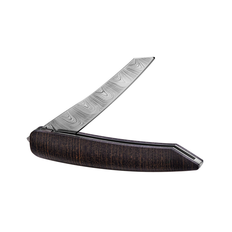 Couteau de poche à steak Damas, Frêne noir Couteau de poche à steak Damas, Frêne noir