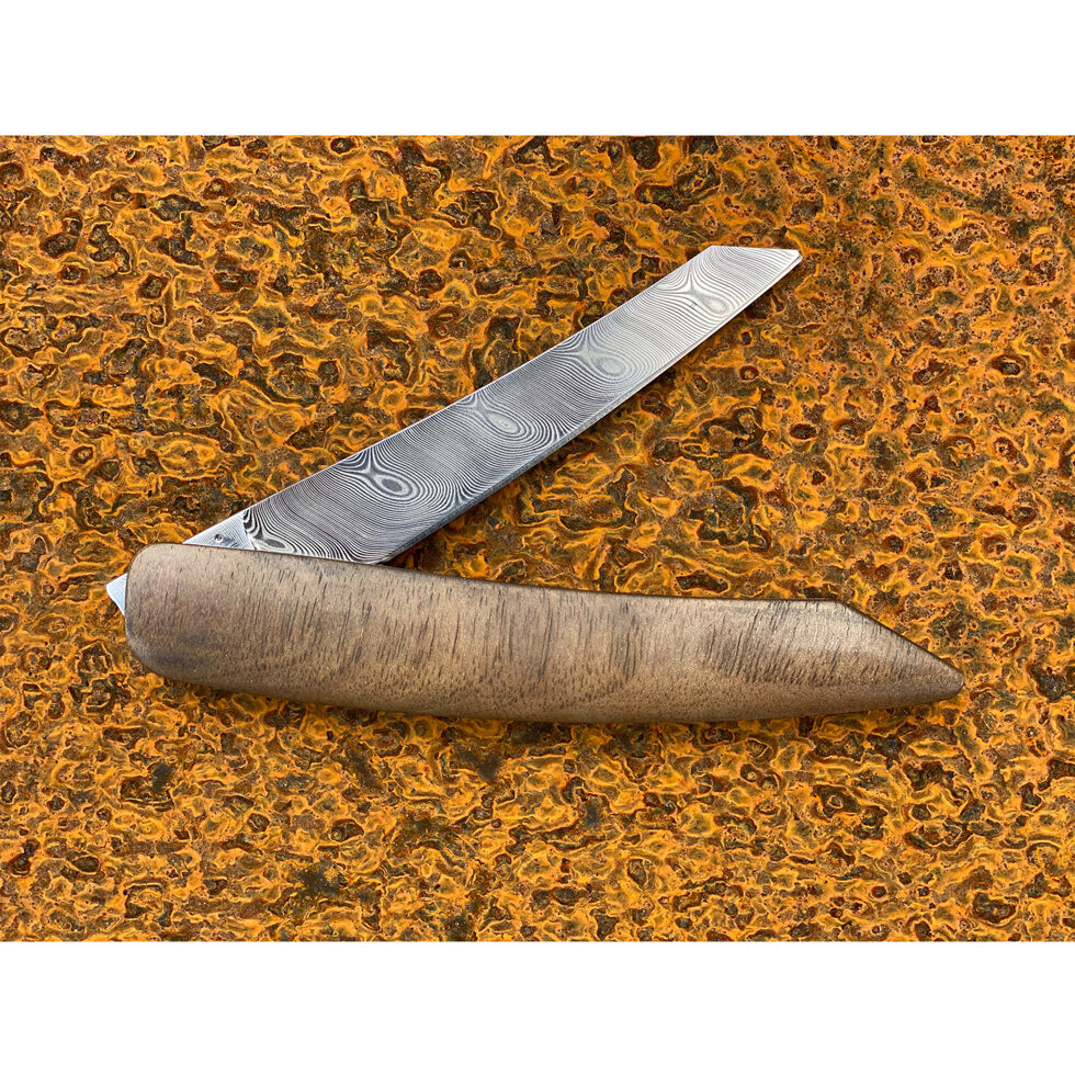 Taschen/Steakmesser Damast, 
Walnuss Griff 